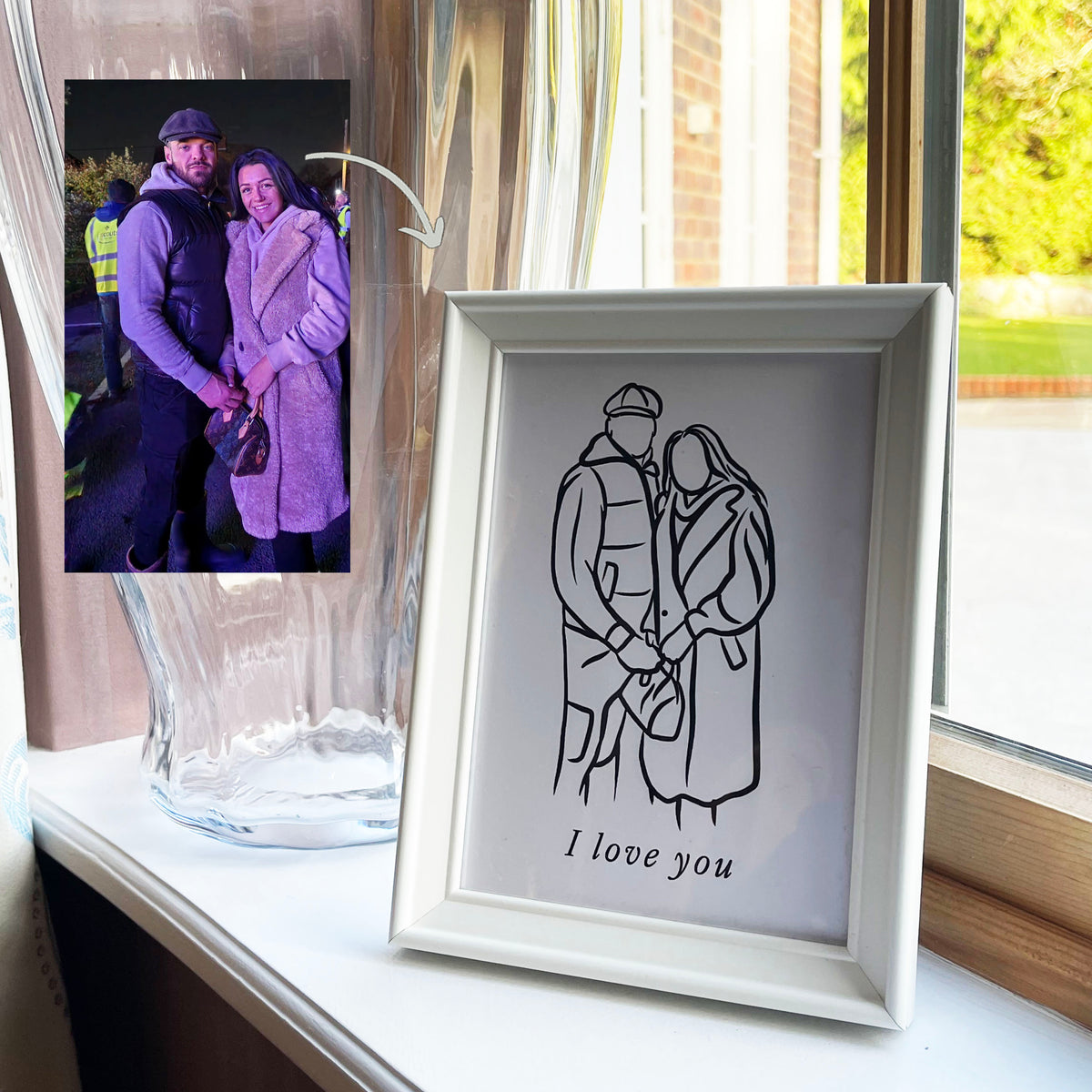 Personalised photo outline framed illustration