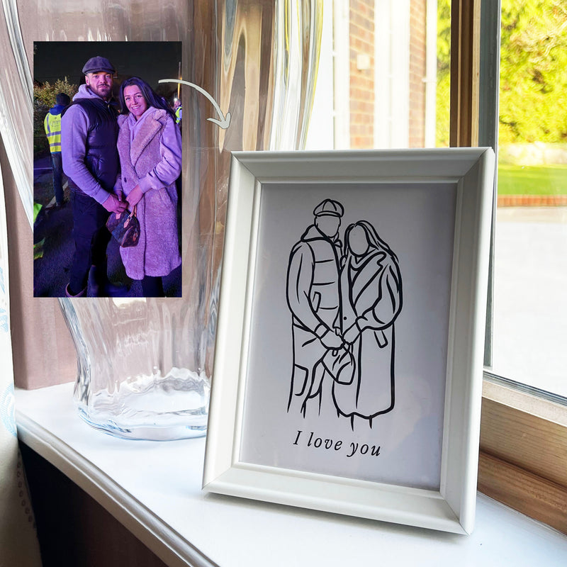 Personalised photo outline framed illustration