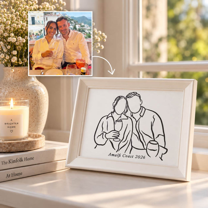 Personalised photo outline framed illustration