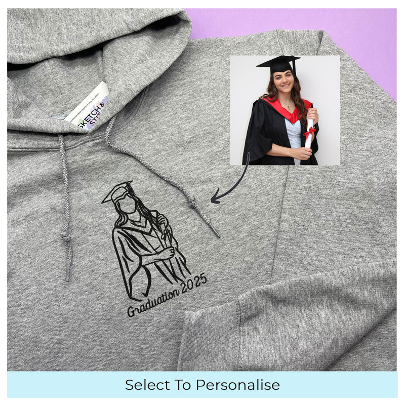 Adult hoodie personalised graduation photo outline