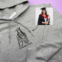 Adult hoodie personalised graduation photo outline