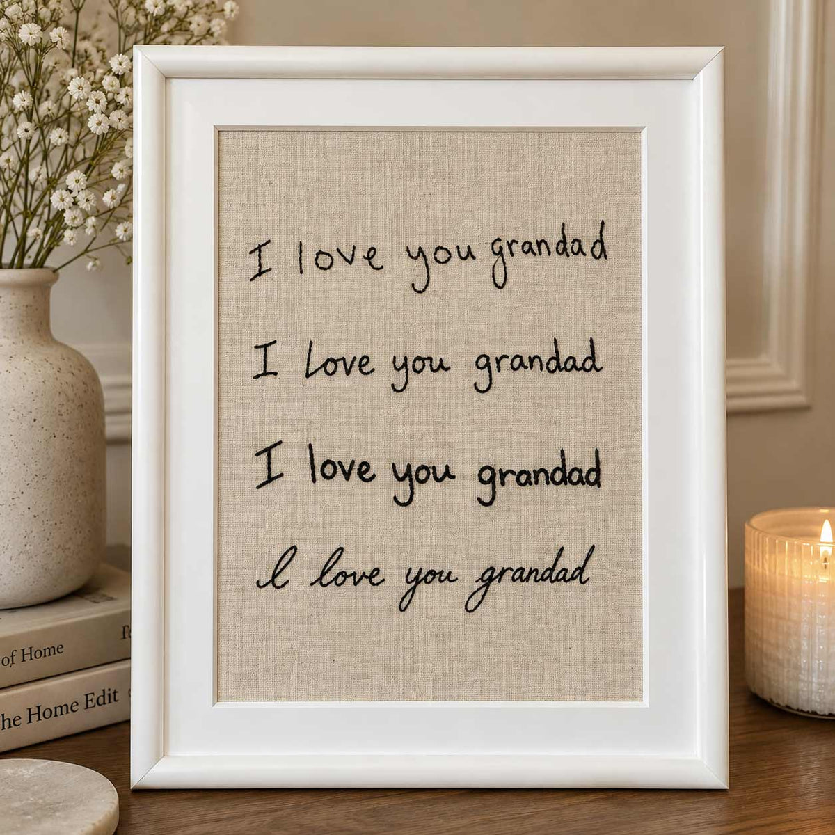 Personalised I love you handwriting embroidery frame