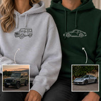 Personalised embroidered car & motorbike photo hoodie