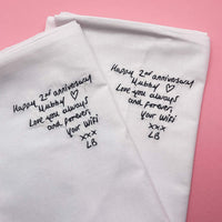 Embroidered handwriting message pillowcase - set of two