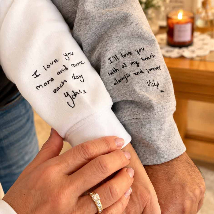 Personalised embroidered handwriting message sweatshirt
