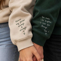 Personalised embroidered handwriting message hoodie