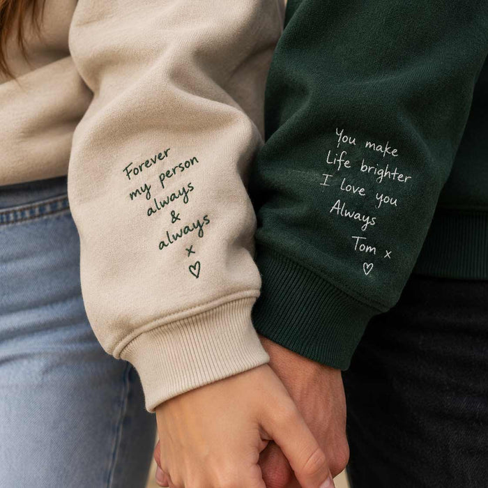 Personalised embroidered handwriting message hoodie
