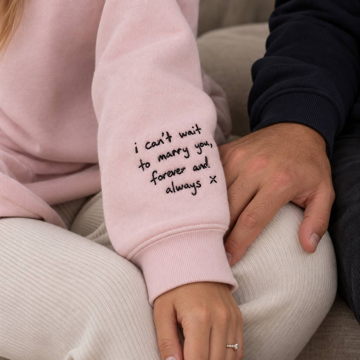 Personalised embroidered handwriting message hoodie