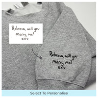 Adult sweatshirt personalised handwriting message