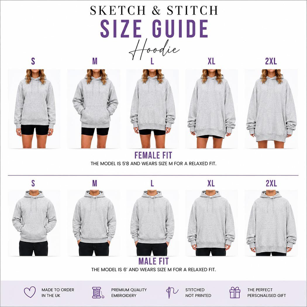 Adult hoodie personalised roman numerals- arm - Sketch & Stitch