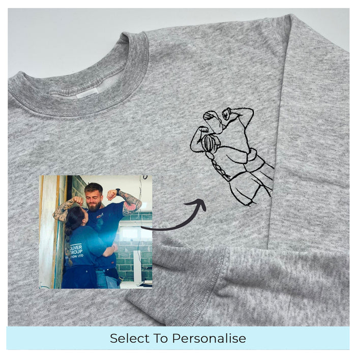 Adult sweatshirt personalised portrait outline- left chest
