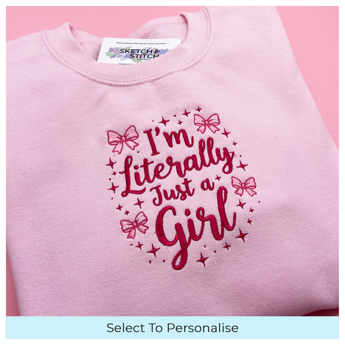 Adult sweatshirt just a girl slogan