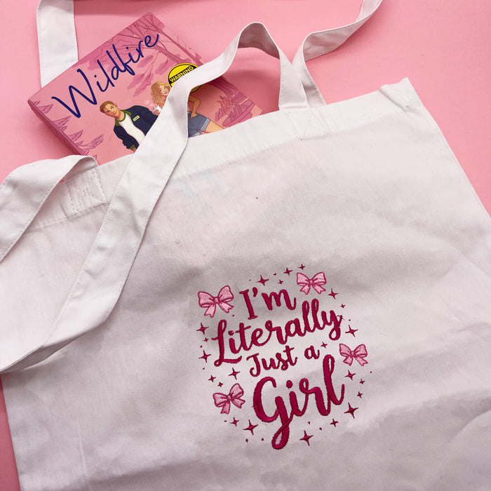 Tote bag just a girl slogan