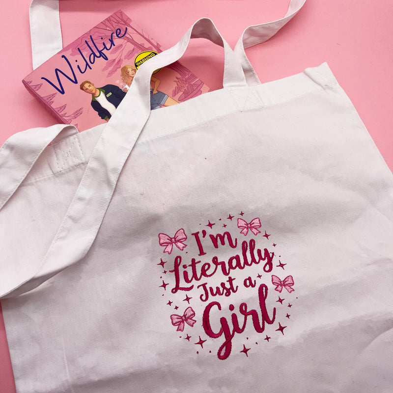 Tote bag just a girl slogan