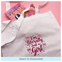 Tote bag just a girl slogan