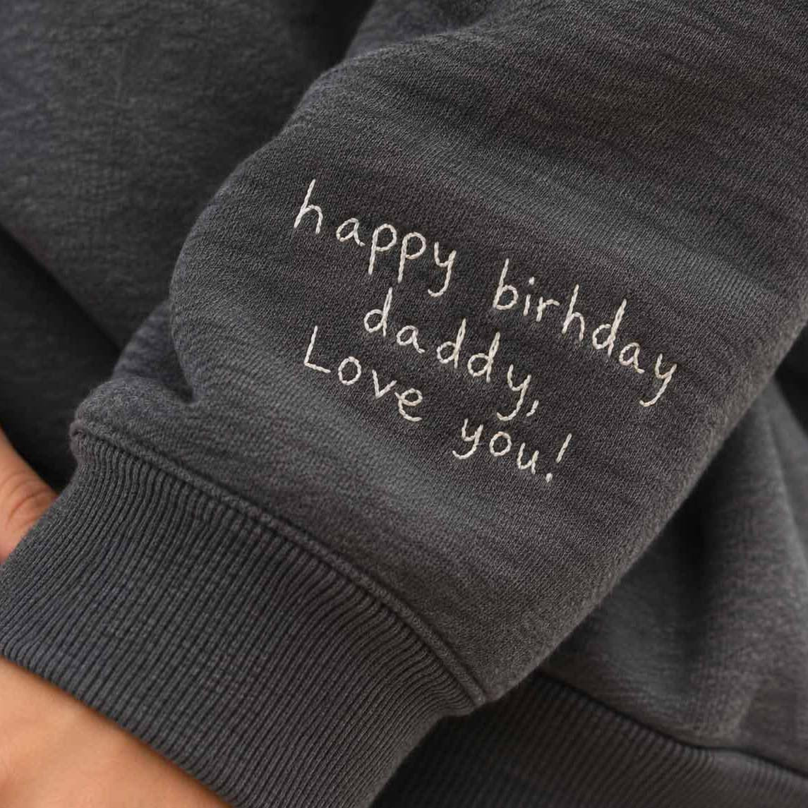 Personalised embroidered handwriting message sweatshirt