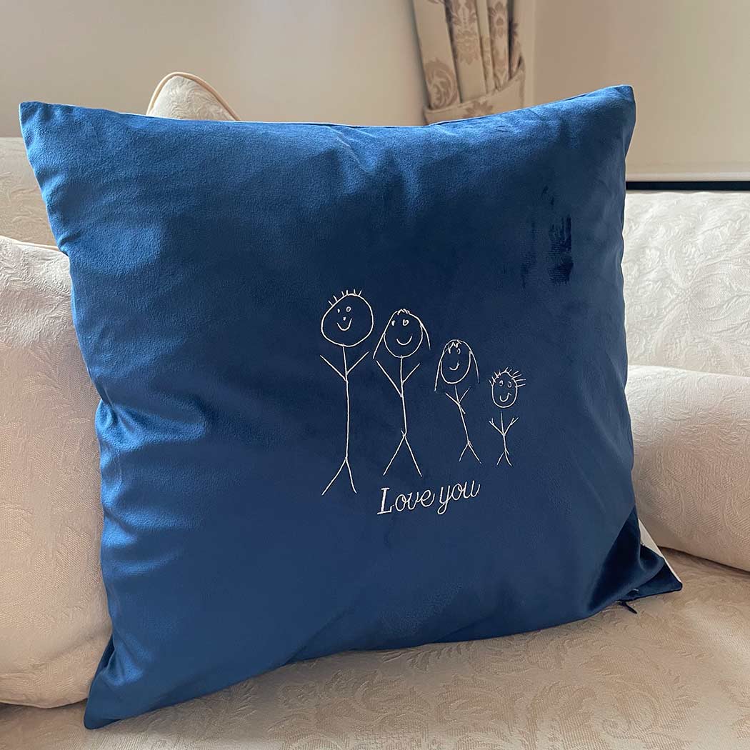 Personalised kids drawing art outline cushion - Sketch & Stitch
