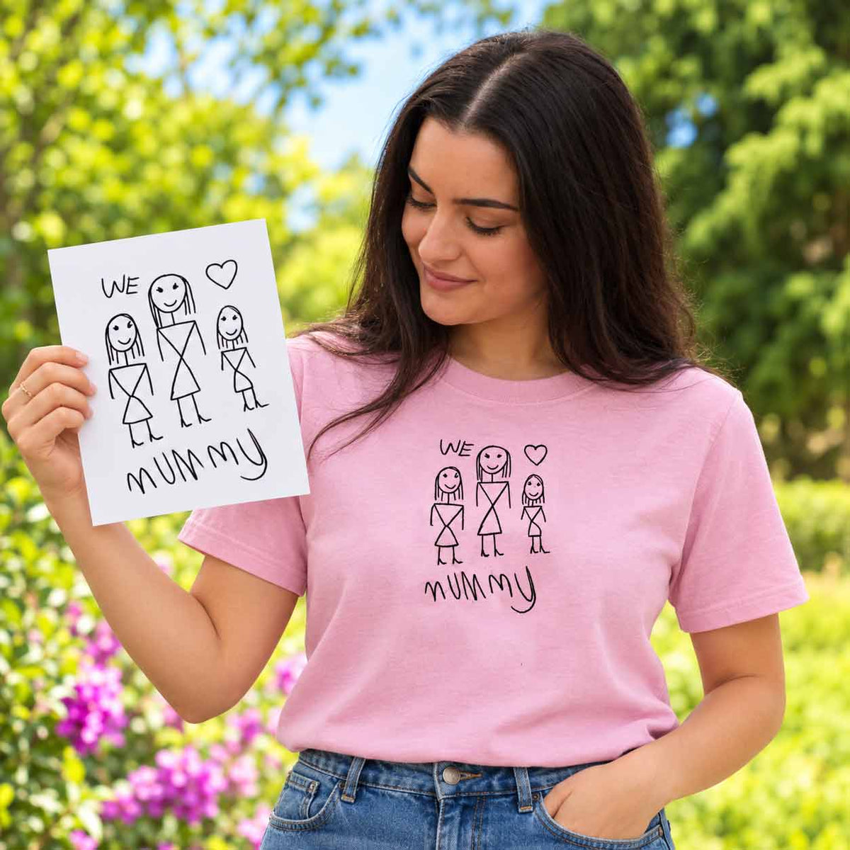 Personalised kids drawing embroidered t-shirt