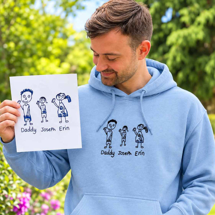 Personalised embroidered kids drawing hoodie
