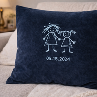 Personalised kids drawing art outline cushion