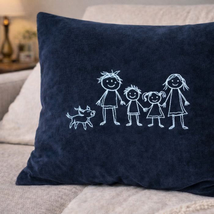 Personalised kids drawing art outline cushion