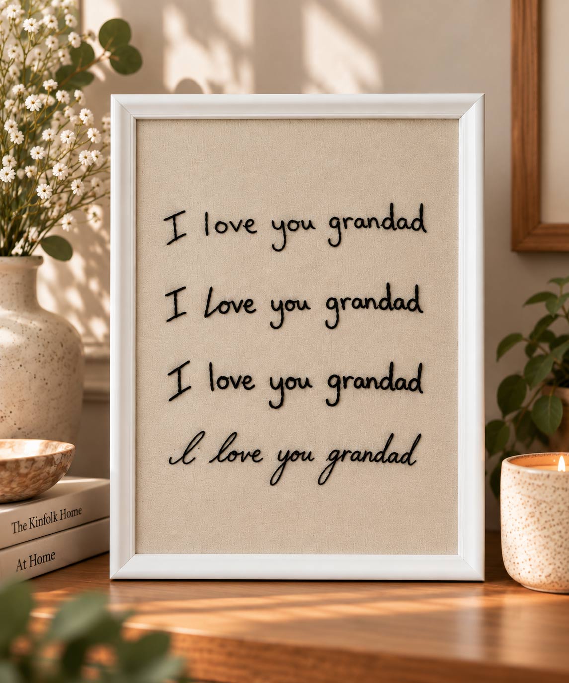 Personalised I love you handwriting embroidery frame