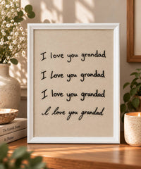 Personalised I love you handwriting embroidery frame