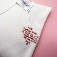 Adult hoodie personalised handwriting message - Sketch & Stitch