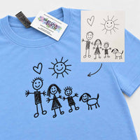 Personalised kids drawing embroidered t-shirt