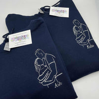 Adult hoodie personalised portrait outline - left chest