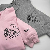 Adult hoodie personalised portrait outline - left chest