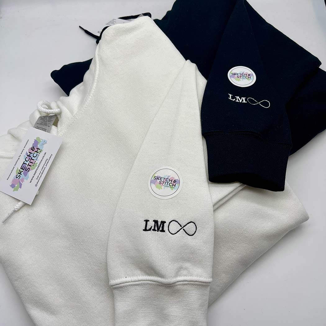 Adult hoodie personalised sleeve text - Sketch & Stitch