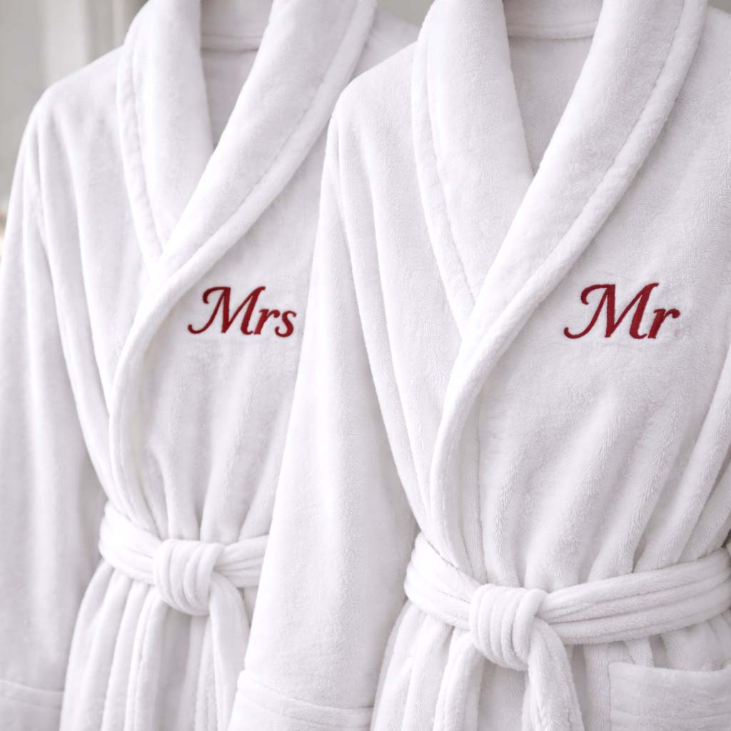 Matching Mr and Mrs luxury white dressing gowns - Sketch & Stitch
