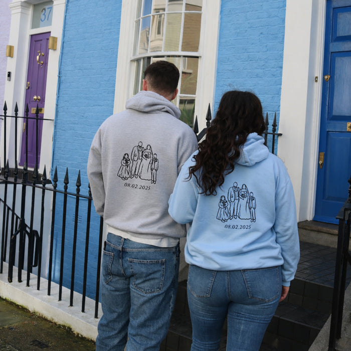 Adult hoodie personalised large photo outline- back