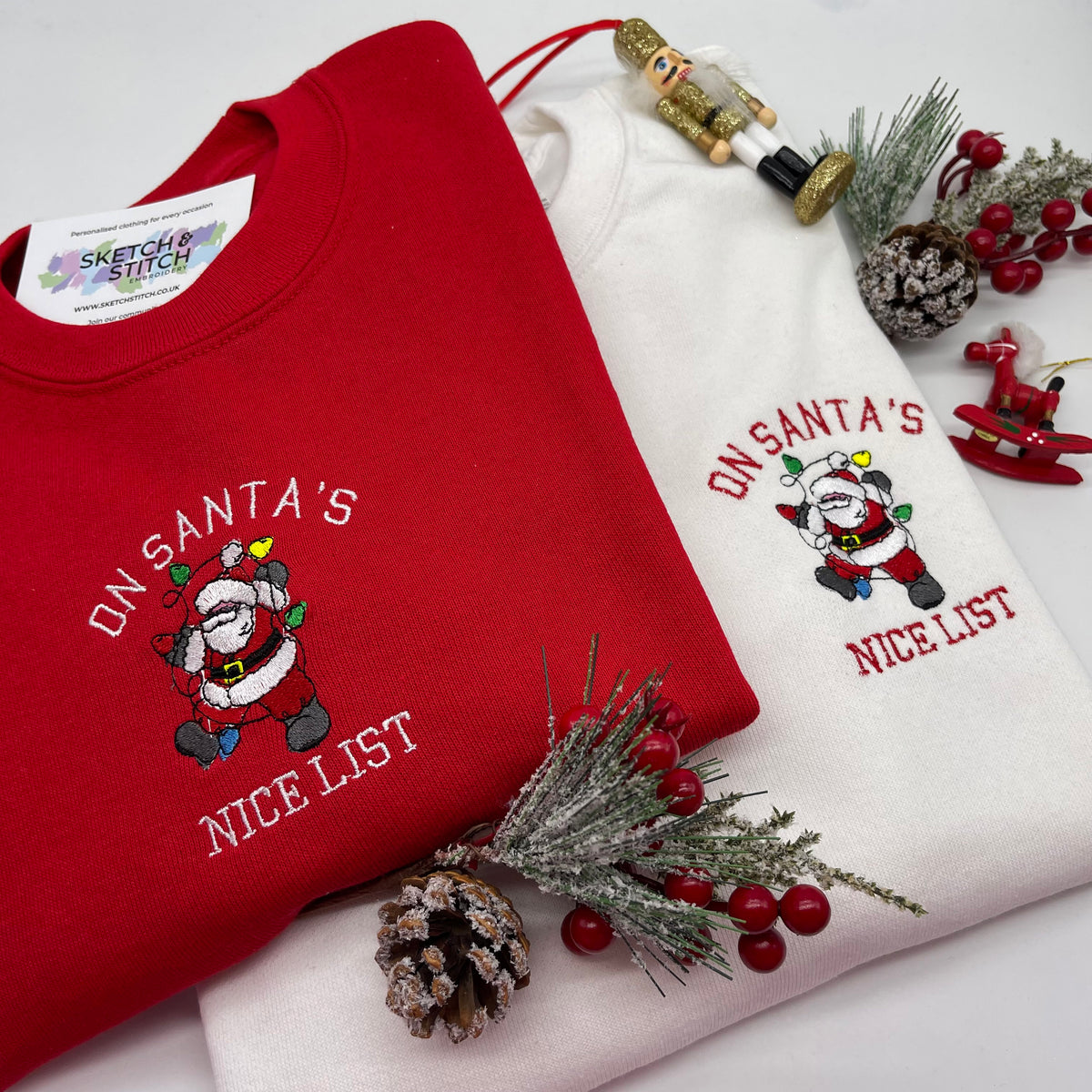 Adult sweatshirt Christmas Santa's list - left chest