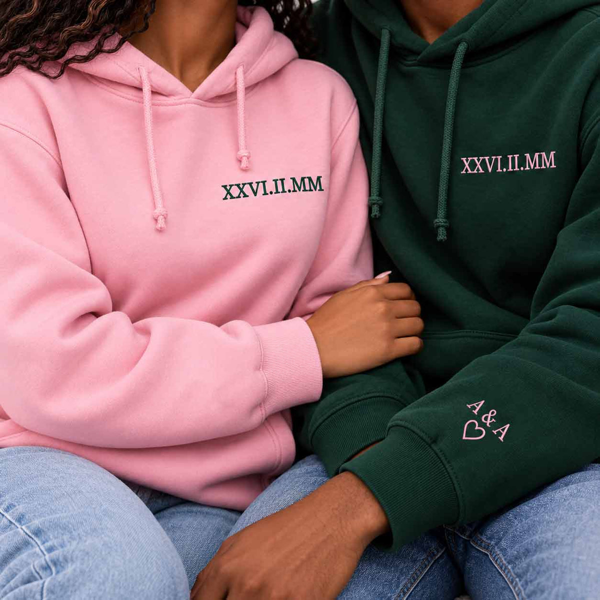 Personalised embroidered text hoodie - left chest