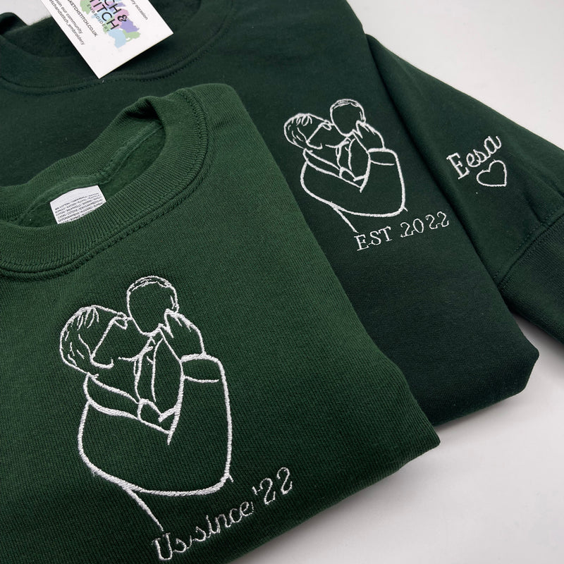 Adult sweatshirt personalised portrait outline- left chest