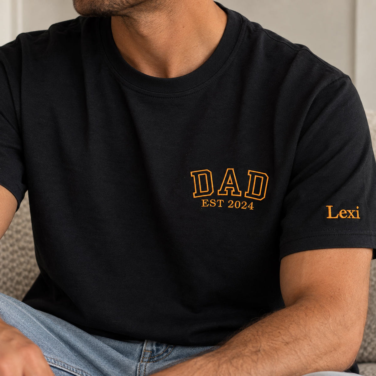 Personalised dad est. date embroidered t-shirt