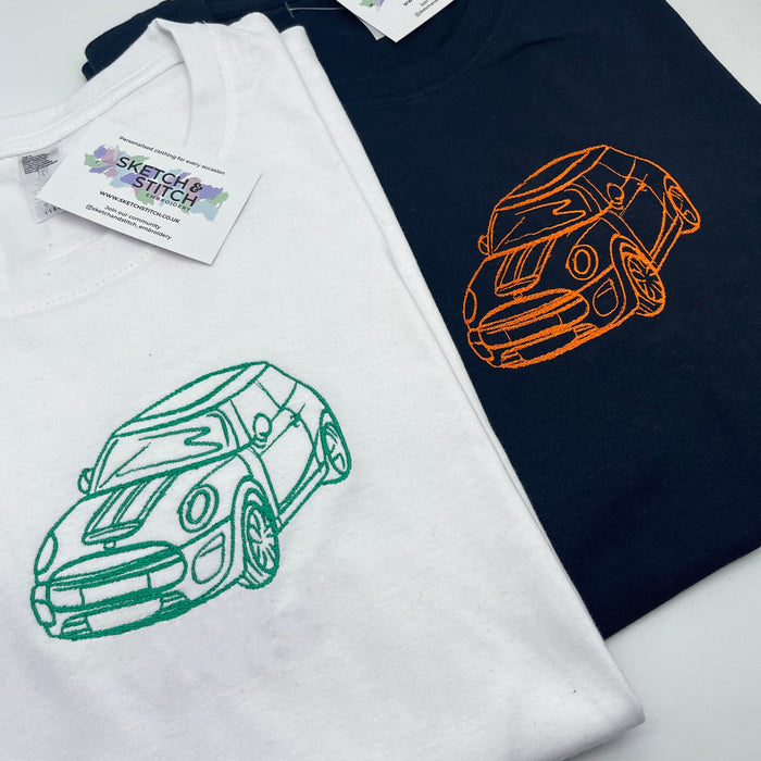 Adult t-shirt personalised car photo outline