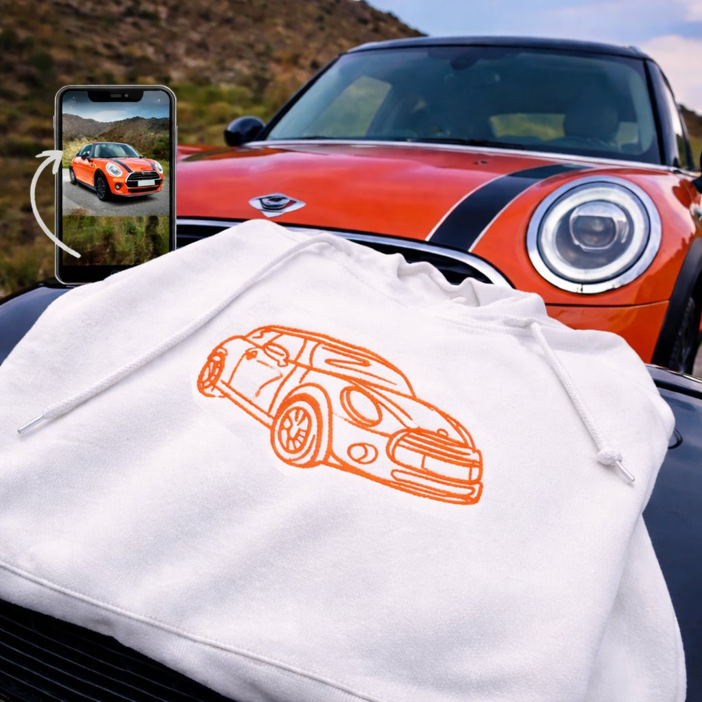 Adult hoodie personalised car and motorbike photo outline