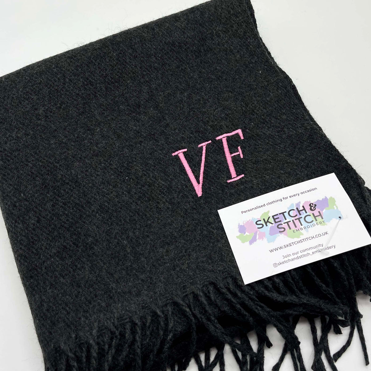 Unisex classic woven scarf personalised initials
