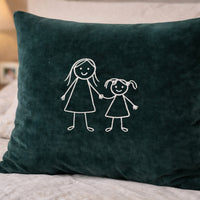 Personalised kids drawing art outline cushion