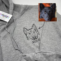 Adult hoodie personalised pet portrait outline - left chest