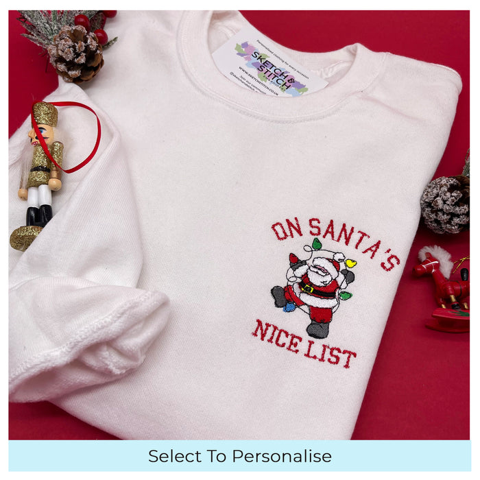 Adult sweatshirt Christmas Santa's list - left chest