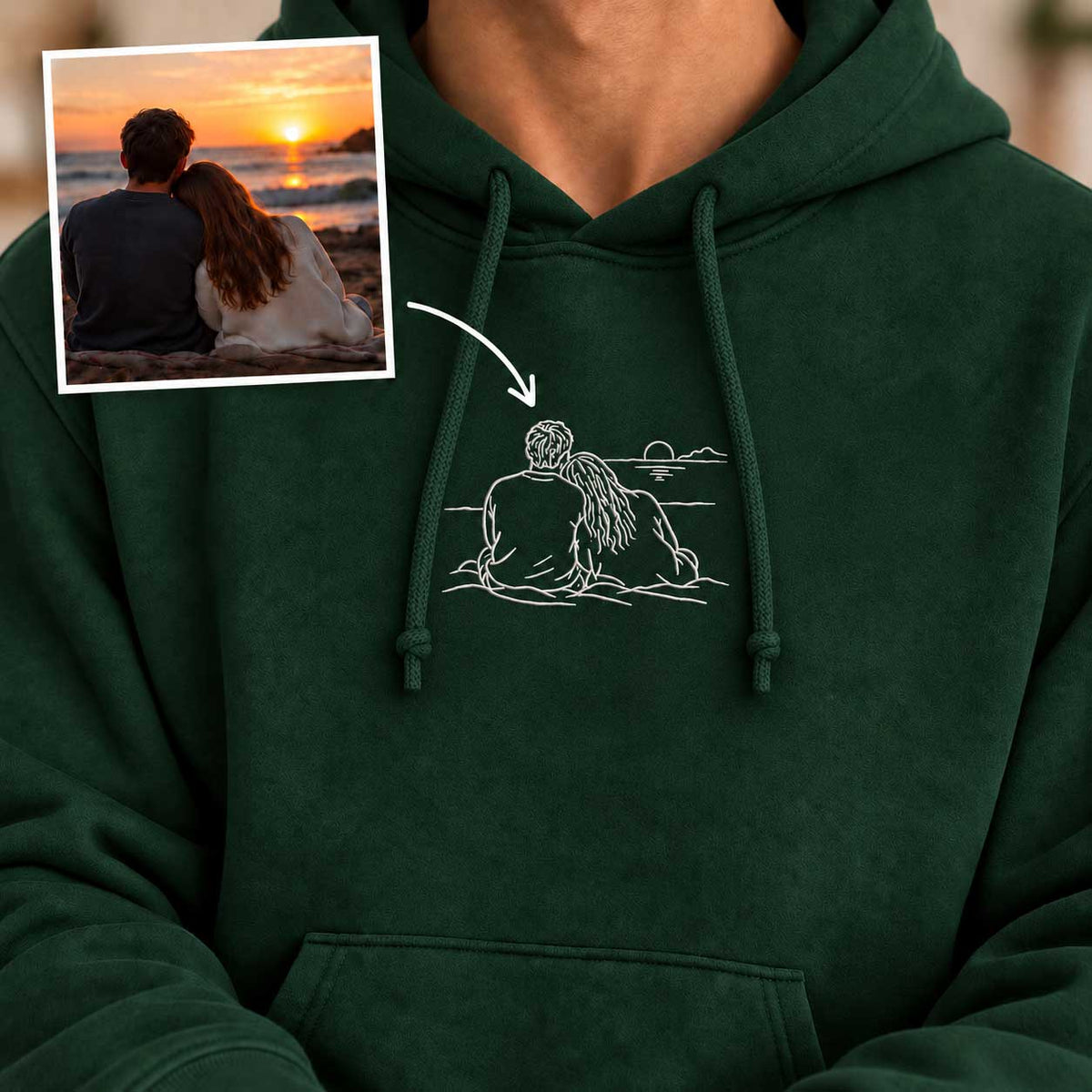 Personalised embroidered photo hoodie