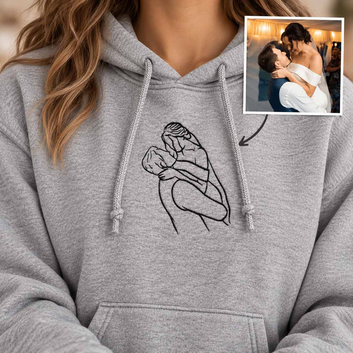 Personalised embroidered photo hoodie