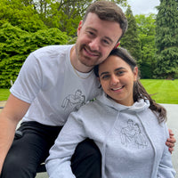 Outline Stitch matching couple. Upload your very own photo. Personalised gift for him. Personalised Hoodie, customisable hoodies.