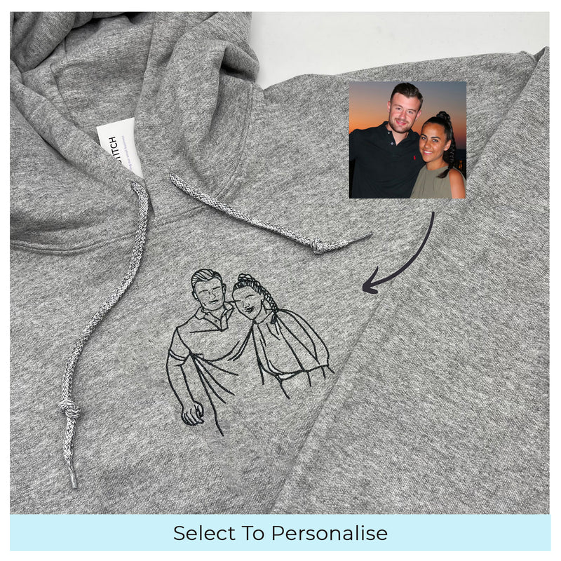Adult hoodie personalised photo outline