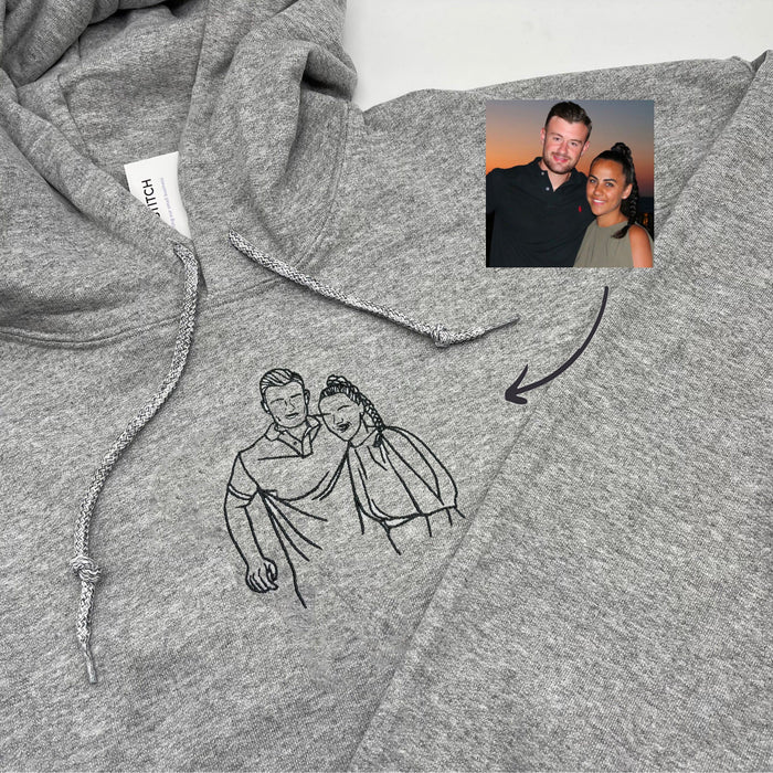 Valentine's Day gift adult hoodie personalised photo outline