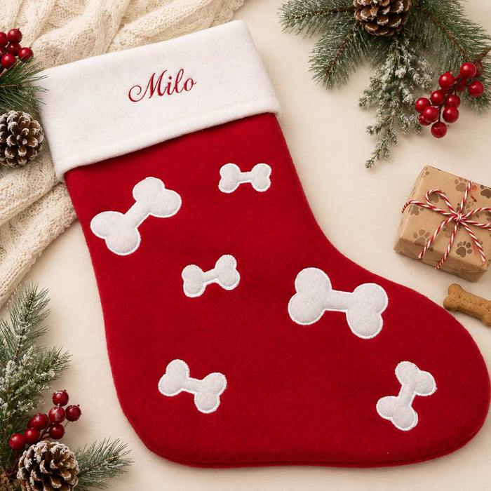 Personalised embroidered pet christmas stocking